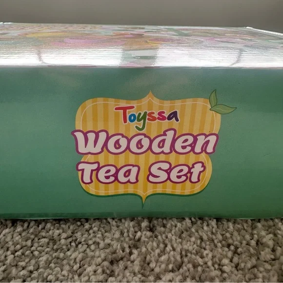 NEW Wooden Kids Tea Set Multicolor Montessori Pretend Play Toy - Picture 2 of 7